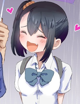 与後辈一起避雨